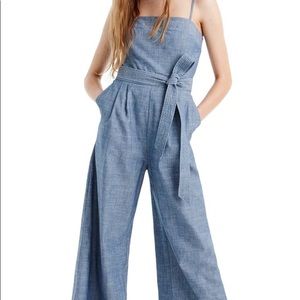 J. Crew Belted Chambray Jumpsuit